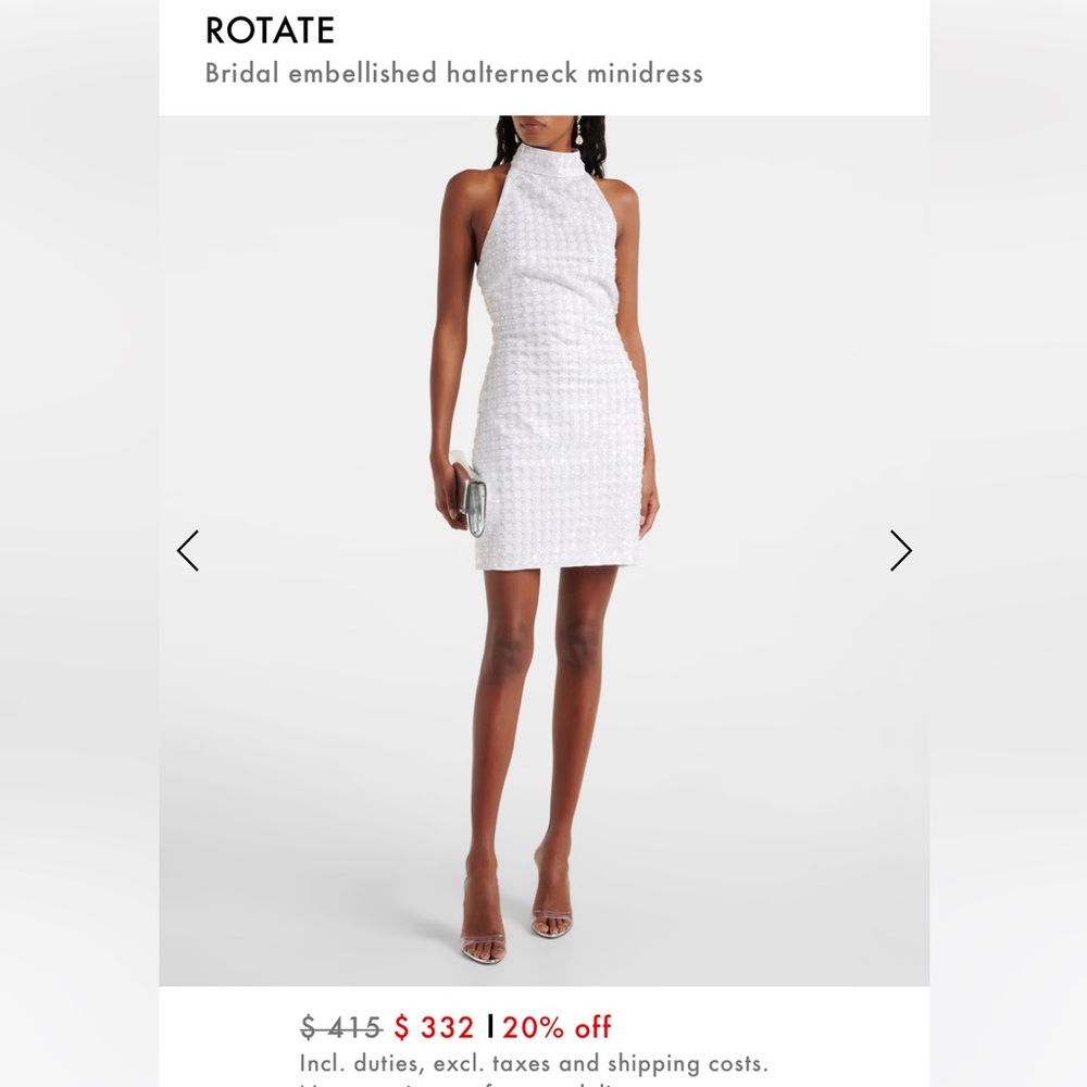 Rotate White Embellished Halterneck Mini Dress